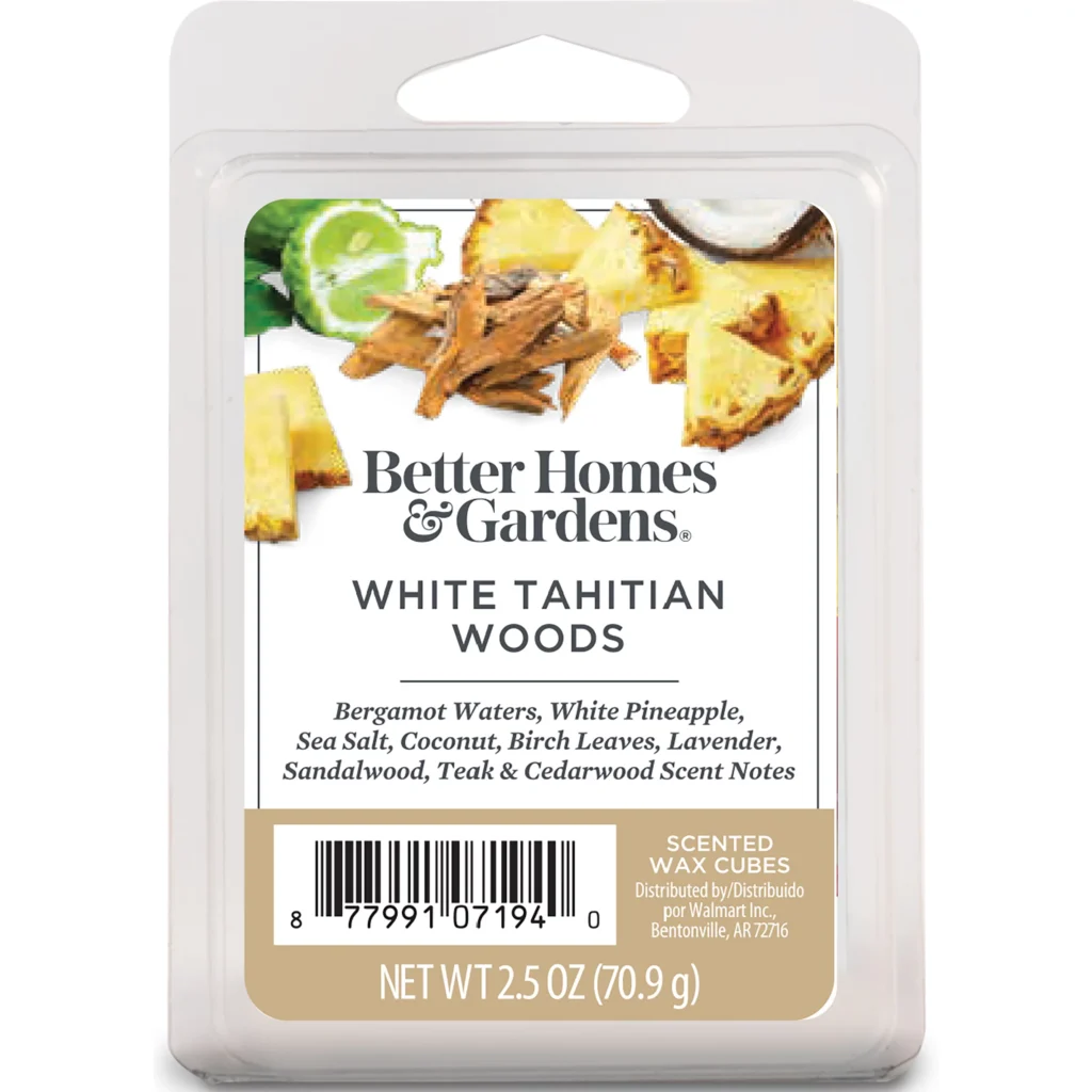 3-Better Homes and Gardens White Tahitian Woods Scented Wax Cubes