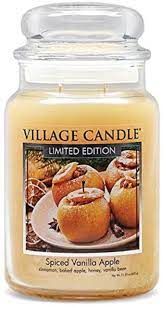 4- Village Candle Spiced Vanilla Apple, Large Glass Apothecary Jar Scented Candle