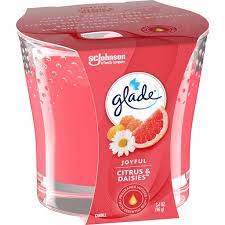 Glade Candle Joyful Citrus & Daisies, Fragrance Candle Infused with Essential Oils