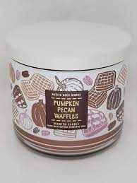 6- Bath and Body Works Pumpkin Pecan Waffles Candle - Large 14.5 Ounce 3-wick Limited Edition Fall Pumpkin Cafe