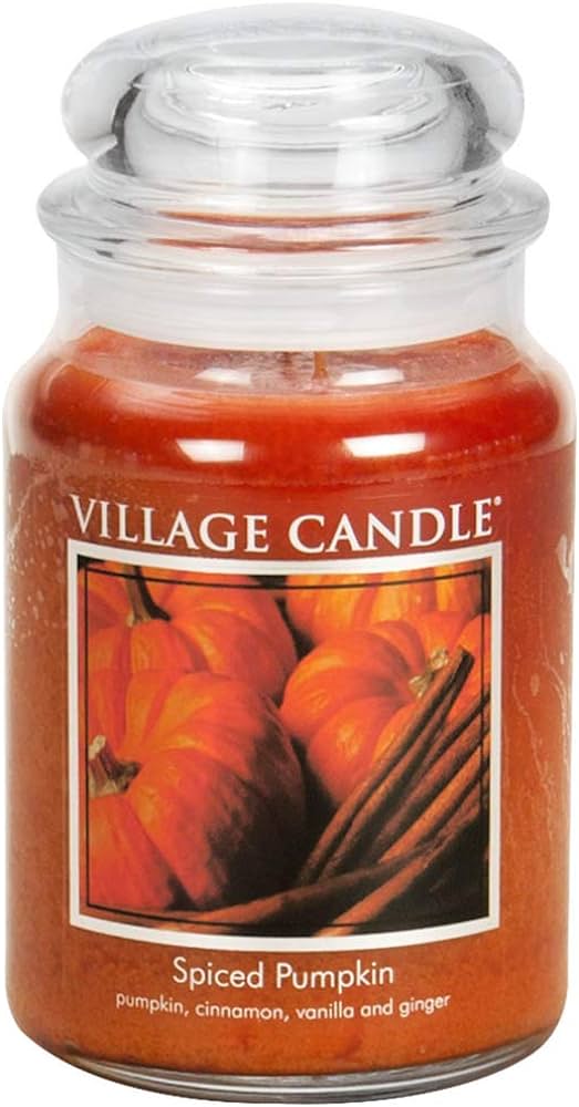 7- Village Candle Spiced Pumpkin Large Apothecary Jar, Scented Candle, 21.25 oz